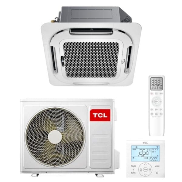 Sistem aer conditionat tip caseta TCL 18000 BTU A++, Optimizat pentru Incalzire, Hotel Mode, Pompa de Condens, Telecomenzi IR si cablata, WiFi, Monofazat TCD-18CHRH/DVI  TCC-18HH/DVO [TCD-18CHRH/DV]